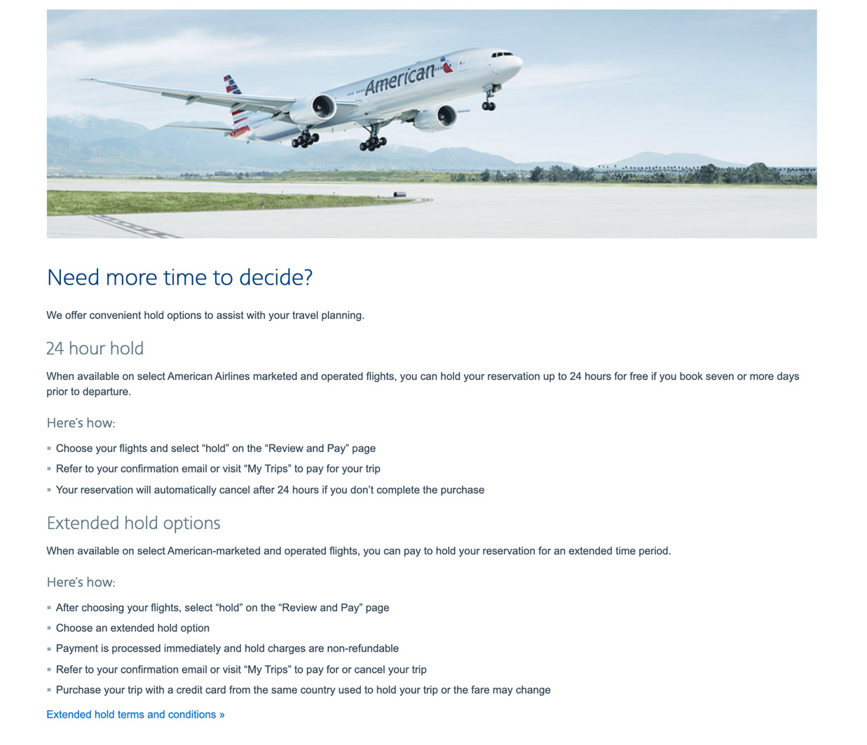 american airlines extended hold
